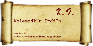 Koleszár Irén névjegykártya