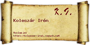 Koleszár Irén névjegykártya